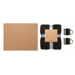 Set regalo con coperta in pile e due tazze metalliche smaltate da 350 ml color nero terza vista