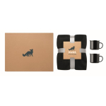 Set regalo con coperta in pile e due tazze metalliche smaltate da 350 ml color nero terza vista principale