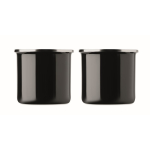 Set regalo con coperta in pile e due tazze metalliche smaltate da 350 ml color nero settima vista