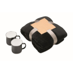 Set regalo con coperta in pile e due tazze metalliche smaltate da 350 ml color nero nona vista