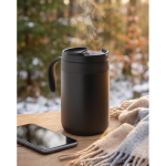 Bicchiere termico in acciaio inox con filtro riutilizzabile per caffè 450ml color nero seconda vista ambiente