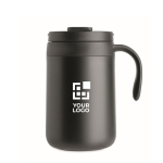 Bicchiere termico in acciaio inox con filtro riutilizzabile per caffè 450ml color nero vista area di stampa