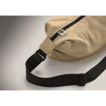 Borsa a tracolla urbana in nylon idrorepellente con tracolla regolabile color cachi terza vista fotografica