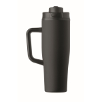 Bicchiere termico in acciaio inox riciclato antigoccia con manico e cannuccia 900 ml color nero sesta vista