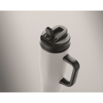 Bicchiere termico in acciaio inox riciclato antigoccia con manico e cannuccia 900 ml color bianco terza vista fotografica