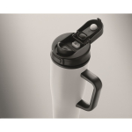 Bicchiere termico in acciaio inox riciclato antigoccia con manico e cannuccia 900 ml color bianco quarta vista fotografica