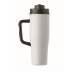 Bicchiere termico in acciaio inox riciclato antigoccia con manico e cannuccia 900 ml color bianco sesta vista