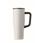 Bicchiere termico in acciaio inox riciclato antigoccia con manico e cannuccia 900 ml color bianco nona vista