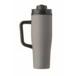 Bicchiere termico in acciaio inox riciclato antigoccia con manico e cannuccia 900 ml color grigio sesta vista