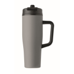 Bicchiere termico in acciaio inox riciclato antigoccia con manico e cannuccia 900 ml color grigio settima vista