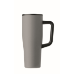 Bicchiere termico in acciaio inox riciclato antigoccia con manico e cannuccia 900 ml color grigio nona vista