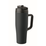 Bicchiere termico in acciaio inox riciclato antigoccia con manico e cannuccia 900 ml color blu mare