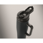 Bicchiere termico in acciaio inox riciclato antigoccia con manico e cannuccia 900 ml color blu mare seconda vista fotografia