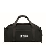 Borsa sportiva in nylon con fascia per trolley e tracolla 20L color nero vista area di stampa