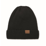 Berretto unisex in poliestere con fodera in pile, con risvolto e taglia unica color nero