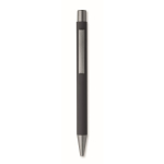 Penna a scatto in alluminio riciclato con finitura gommata e inchiostro blu color nero quinta vista