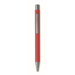 Penna a scatto in alluminio riciclato con finitura gommata e inchiostro blu color rosso quinta vista