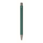 Penna a scatto in alluminio riciclato con finitura gommata e inchiostro blu color verde quarta vista