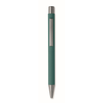 Penna a scatto in alluminio riciclato con finitura gommata e inchiostro blu color verde quinta vista