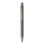 Penna a scatto in alluminio riciclato con finitura gommata e inchiostro blu color grigio scuro quinta vista