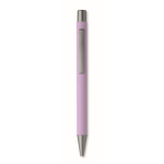 Penna a scatto in alluminio riciclato con finitura gommata e inchiostro blu color viola quinta vista