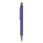 Penna a scatto in alluminio riciclato con finitura gommata e inchiostro blu color blu reale seconda vista
