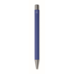 Penna a scatto in alluminio riciclato con finitura gommata e inchiostro blu color blu reale quarta vista