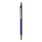 Penna a scatto in alluminio riciclato con finitura gommata e inchiostro blu color blu reale quinta vista