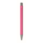 Penna a scatto in alluminio riciclato con finitura gommata e inchiostro blu color fucsia quarta vista