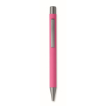 Penna a scatto in alluminio riciclato con finitura gommata e inchiostro blu color fucsia quinta vista