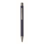 Penna a scatto in alluminio riciclato con finitura gommata e inchiostro blu color blu mare quinta vista