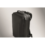 Zaino per laptop con dettagli in PU e fascia per trolley 15'' color nero terza vista fotografica