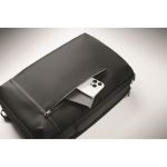 Zaino per laptop con dettagli in PU e fascia per trolley 15'' color nero sesta vista fotografica