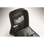Zaino per laptop con dettagli in PU e fascia per trolley 15'' color nero settima vista fotografica