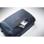 Zaino per laptop con dettagli in PU e fascia per trolley 15'' color blu vista principale