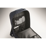 Zaino per laptop con dettagli in PU e fascia per trolley 15'' color blu settima vista fotografica