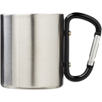Tazza termica a doppia parete con moschettone integrato 200ml color nero seconda vista frontale