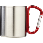 Tazza termica a doppia parete con moschettone integrato 200ml color rosso seconda vista frontale