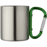 Tazza termica a doppia parete con moschettone integrato 200ml color verde seconda vista con laterale