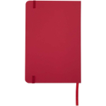 Taccuino A5 con chiusura elastica e nastro dello stesso colore, pagine puntinate color rosso seconda vista posteriore