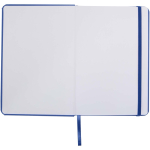 Taccuino A5 con chiusura elastica e nastro dello stesso colore, pagine puntinate color blu reale terza vista frontale