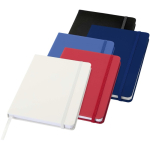 Taccuino A5 con chiusura elastica e nastro dello stesso colore, pagine puntinate color blu reale seconda vista in vari colori