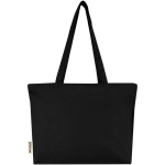 Borsa tote in cotone con cerniera e manici lunghi 320 g/m2 color nero seconda vista posteriore