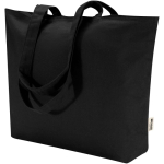 Borsa tote in cotone con cerniera e manici lunghi 320 g/m2 color nero seconda vista