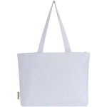 Borsa tote in cotone con cerniera e manici lunghi 320 g/m2 color bianco seconda vista posteriore