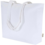 Borsa tote in cotone con cerniera e manici lunghi 320 g/m2 color bianco seconda vista