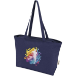 Borsa tote in cotone con cerniera e manici lunghi 320 g/m2 color blu mare