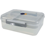Portapranzo in plastica con vari scomparti 1.45L color grigio chiaro vista con stampa tampografica