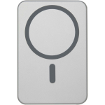 Power bank magnetica compatta con ricarica wireless 5.000 mAh color argento seconda vista posteriore