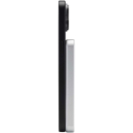 Power bank magnetica compatta con ricarica wireless 5.000 mAh color argento vista laterale